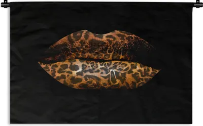 Produktbild von MuchoWow® Wandteppich Wandbehang Lippen - Tigerdruck - Schwarz 120x80 cm Tapisserie Dekoration Wandtuch - Wanddekorationen - Wandtücher