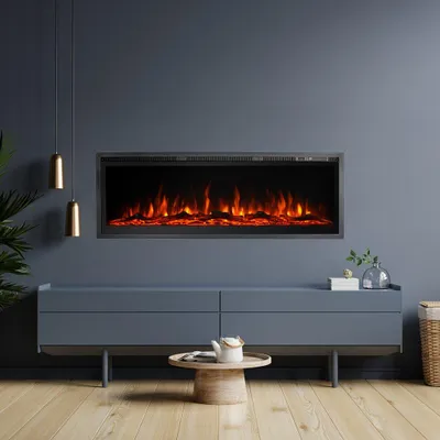 Image de Casanova - Cheminée Électrique, 127x14x45h cm Noir, Surface Chauffée 30 m²