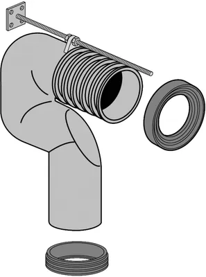 An illustration of a plumbing fitting with accessories.