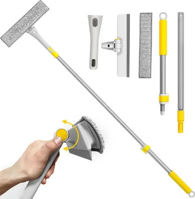 Produktbild von Teleskopischer Fensterputzer Set mit Squeegee und Mikrofasertuch 126 cm