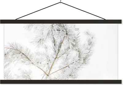 Produktbild von MuchoWow® Textilposter Winter - Schnee - Zweige 60x30 cm mit schwarzem Rahmen - Textilien