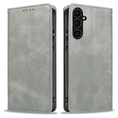 Produktbild von Handyhülle für Samsung Galaxy A56 5G Kunstleder Flip Cover Hülle Klapphülle Case Kartenfach Farbe: Grau
