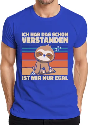 Zdjęcie produktu dla Już zrozumiałem, że nie obchodzi mnie, co mówi leniwiec Śmieszna koszulka męska, Niebieski, XXL