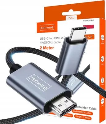 Produktbild von HDMI Kabel - Adapter USB-C 3.1 auf HDMI 2.0 - 4K 60 Hz - HDR - 2 m - MHL - Nylon - Aluminium - Plug and Play
