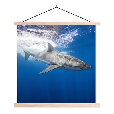 Produktbild von MuchoWow® Textilposter Hai - Meer - Wasser 40x40 cm mit holzfarbenen Rahmen - Posterleiste