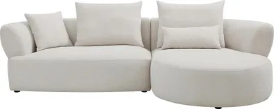 Produktbild von Rechtes Ecksofa aus beigem Chenille-Stoff CUSAVA von Maison Céphy