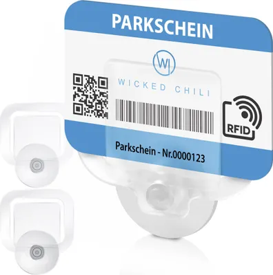 Immagine prodotto di Wicked Chili set di 2 supporti per il parcheggio del parabrezza dell'auto con ventosa da 30 mm, supporto per carte, supporto per biglietti del parcheggio, supporto per permessi di parcheggio, supporto per carte del parabrezza dell'auto ( Germany) trasparente, 2x