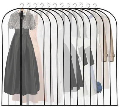 Produktbild von Kleidersäcke Lang 12 Stück 60 x 140 cm Transparent Wasserdicht Staubdicht PEVA