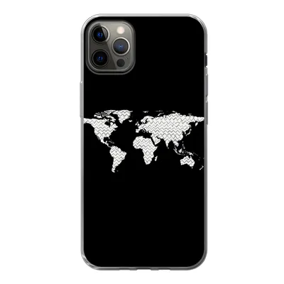 Produktbild von MuchoWow® Handyhülle Schutzhülle Hülle für iPhone 12 Pro Max Weltkarte - Muster - Schwarz Silikon Softcase Handy Hülle - Hartschale