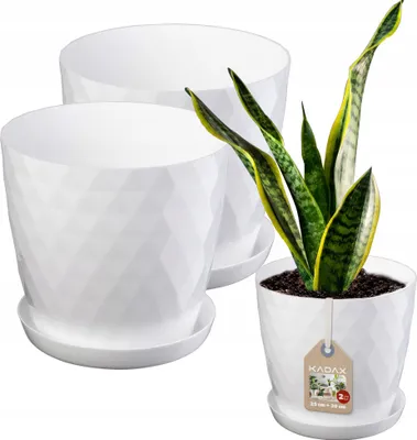 Obrázek produktu pro Plastové květináče KADAX "Amily", květináč s podšálkem. Květináč, 25 cm + 30 cm, bílý