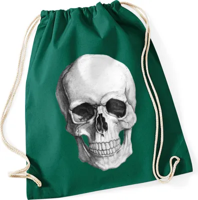 Produktbild von Turnbeutel Totenkopf Hipster Beutel Tasche Skull Jutebeutel Beuteltasche Gym Bag