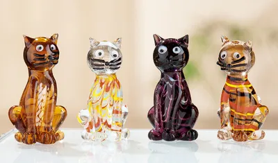 Immagine prodotto di Gilde Figur (klein), Katze, "Lou", Glas, braun, klar, L. 3.5 cm, B. 3 cm, H. 6 cm 39277 4009079392777 4 Stück (4-fach sortiert)