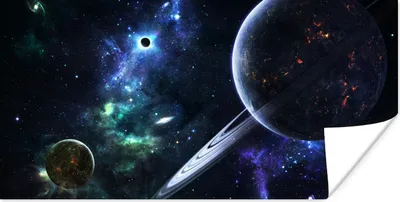 Produktbild von MuchoWow® Poster Buntes Bild der Milchstraße mit Planeten 40x20 cm - Poster für die Wand - Poster Schlafzimmer