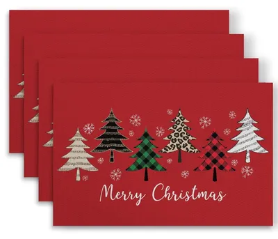 Imagen del producto de Juego de 4 individuales navideños, de 30 x 45 cm, lavables, para cocina y comedor