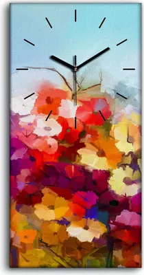 Produktbild von Wanduhr Bürouhr Leinwand Bild Geräuschlos Kunstdruck 30x60 Abstrakte Kunst - schwarze Hände