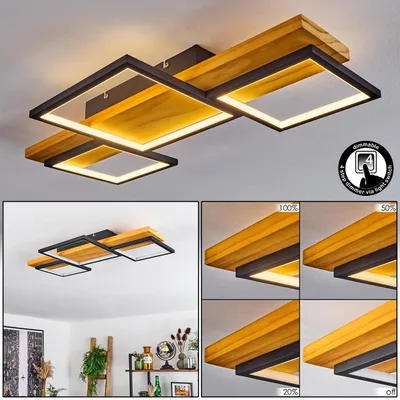 Produktbild von Palermo »Palermo« dimmbare Deckenlampe, Metall/Holz/Kunststoff, Schwarz/Natur