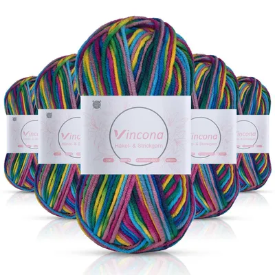 Obrázok produktu pre Priadza na háčkovanie, odtieňová škála, 5 x 50 g, akryl, ihla 2,5 mm, odporúčaná hrúbka ihly 4-6 mm, farebná