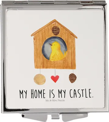 Produktbild von Mr. & Mrs. Panda Schminkspiegel Vogel Haus - Weiß - Geschenk, Wohnung, Frauen Spiegel, Zuhause, Familie, Handspiegel, Kosmetikspiegel, Quadratischer, Reise, Vögel, Castle