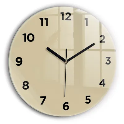 Produktbild von Wallfluent Große Wanduhr – Stilles Quarzuhrwerk - Uhr Dekoration Wohnzimmer Schlafzimmer Küche - Zifferblatt - schwarze Zeiger - 60 cm - Beige