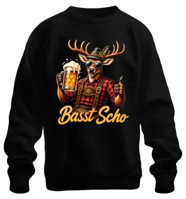 Obrázek produktu pro Kožené kraťasy (Lederhosen), bavorské oblečení (Tracht), sukně (Dirndl), pivo, festival (Wiesn), mikina, svetr, černá barva, velikost L