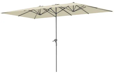 Immagine prodotto di Outsunny Ombrellone doppio con manovella 451 x 264 cm, protezione UV 50+ Bianco crema