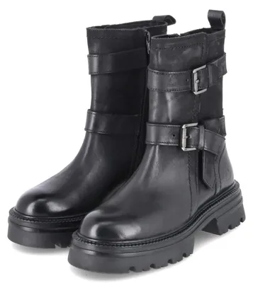 Image de Bottines de motard pour femmes, marque Bullboxer, couleur noire, en cuir, taille 40
