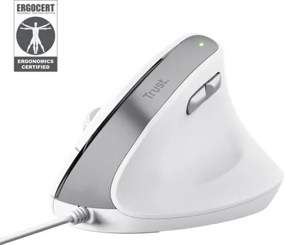 Obrázok produktu pre Trust Bayo II, Pravoruké, Vertikálny dizajn, Optický, USB Typ-A, 2400 DPI, Biela