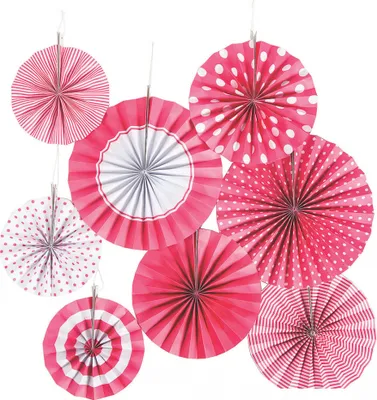 Produktbild von Partyfächer Papierrosetten Hängedeko Set 8 St. Pink Weiß