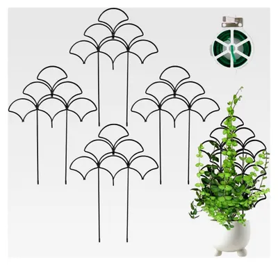 Produktbild von 4 Stück Metall-Gitterrankhilfe, Stapelbare Gitterspalier für Topfpflanzen im Innen- und Außenbereich, Langlebige und rostfreie Pflanzenstütze für Kletterpflanzen, Efeu und Ranken (Schwarz)