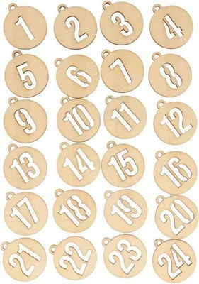 Produktbild von 2 Sätze runder Adventskalenderzahlen aus Holz
