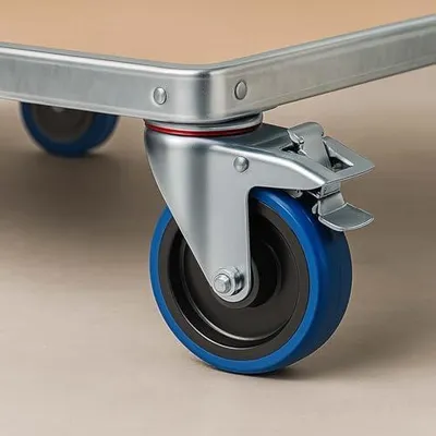 Produktbild von Lenkrolle mit 160 mm Durchmesser und 300 kg Tragfähigkeit, Kunststoffrad und Anbauplatte
