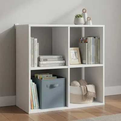 Productafbeelding van Boekenkast met 4 vakken, wit, voorzien van omvalbeveiliging
