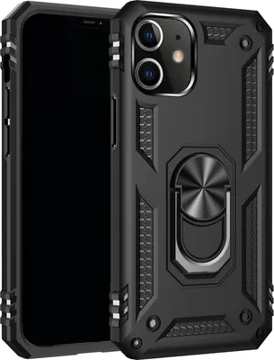 Produktbild von Mobigear Armor Ring iPhone 12 Pro Max Hülle Hardcase Backcover Stoßfest mit Ringhalter - Schwarz