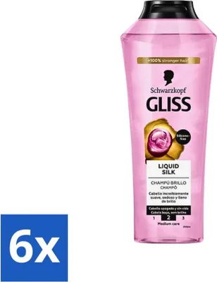 Productafbeelding van Gliss-Kur Shampoo - Vloeibare zijde - Zijdezachte haarverzorging - 400 ml - Voordeelverpakking - 6 stuks