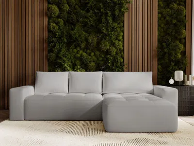 Produktbild von GrainGold Ecksofa L-Form Portland Rechts - Ecksofa mit Schlaffunktion, Bettkasten - Moderne Ecksofa, Wohnzimmer Sofa - Eckcouch Grau (Trinity 6978)