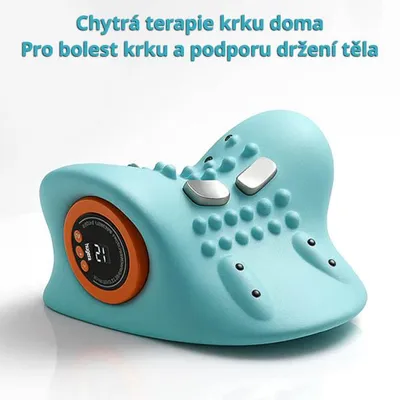 Obrázek produktu pro Elektrický masážní přístroj na krk s funkcí EMS, vyhříváním, protahováním a akupresurou, masážní přístroj na baterii proti bolestem krku – MEGANECK