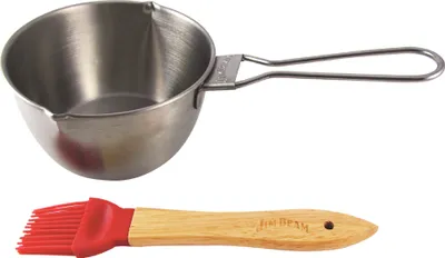 Produktbild von Jim Beam BBQ Stieltopf mit Ausguss - Saucentopf Stielkasserolle Edelstahl - mit Silikon Backpinsel