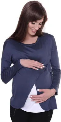 Immagine prodotto di Camicia premaman MAMA donna a maniche lunghe; grafite XS/S 34/36
