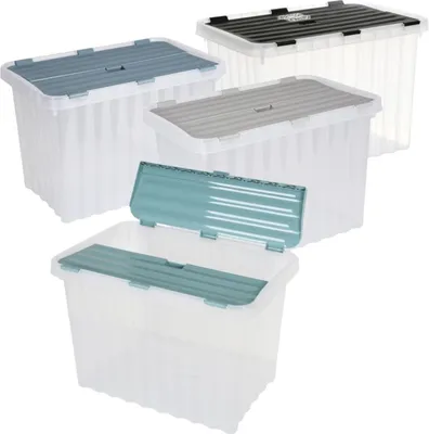 Image de Boîtes à vagues 88L 60x45x45cm Couvercle Transparent Rangement Coffre à jouets