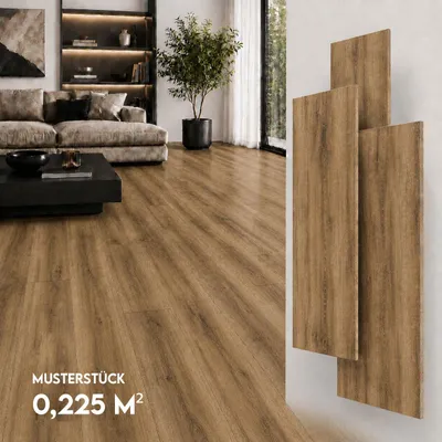 Produktbild von SPC Vinylboden 5mm Klick Vinyl wasserfest Holzoptik Bodenbelag mit Trittschalldämmung für Küche Bad Wohnzimmer