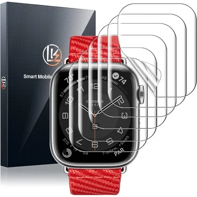Produktbild von Schutzfolie für Apple Watch Series 9/8/7 45mm, 6 Stück, TPU, Blasenfrei, HD Klar