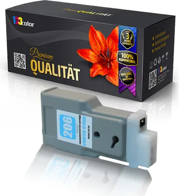 Produktbild von Kompatible Tintenpatrone für Canon imagePROGRAF IPF6400 Series imagePROGRAF IPF6450 5307B001 PFI206PC Hell Blau Photo Cyan - Office Line Serie
