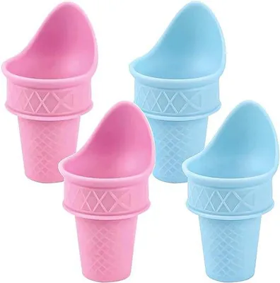 Image de Set de 4 coupes à glace en plastique, vert, réutilisables