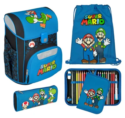Produktbild von Scooli Super Mario, Federmäppchen, Schultasche, Sporttasche, Mädchen, Mittelschule, Rucksack, Mehrfarbig