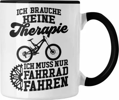 Produktbild von Trendation - Fahrrad Radfahrer Geschenk Rennrad Bike Geschenkideen Tasse Fahrradfahrer Kaffeetasse Therapie (Schwarz)