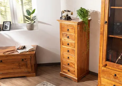 Produktbild von MASSIVMOEBEL24 Kommode Akazie 47x43x112 honig  lackiert OXFORD #0523