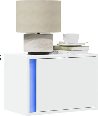 Immagine prodotto di vidaXL Comodini a parete con luci LED 2 pz. Bianco