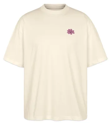 Produktbild von Spreadshirt Fröhliche Rosa Blume Mit Lächelndem Gesicht Oversize Uni T-Shirt, XXL, Natur