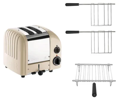 Produktbild von Dualit Toaster Paket 3, 2er Toaster mit Brötchenaufsatz und zwei Sandwichzangen Creme