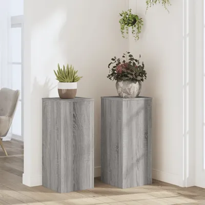 Produktbild von Pflanzenständer - Hochbeet - 2 Stk. - Blumenkasten - Grau Sonoma 30x30x70 cm - Holzwerkstoff - Beete CC31177